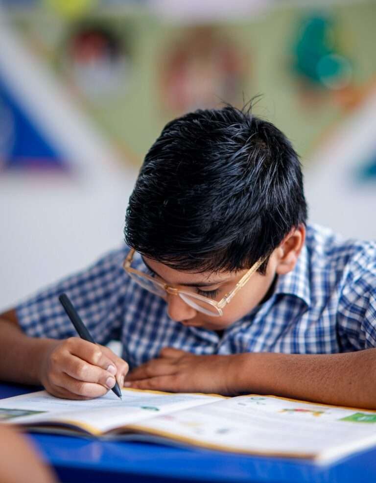 Student completing an assessment