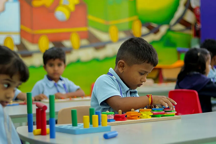 Students working together during a school activity